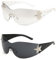 Shengxi 2 Stück Randlose Y2K Sonnenbrille, Trend Y2K Wrap Around Punk Sonnenbrille für Damen Herren Vintage Brille Y2K Accessoires für Sonnenschutz im Sommer Alltagskleidung (Schwarz,Transparent)