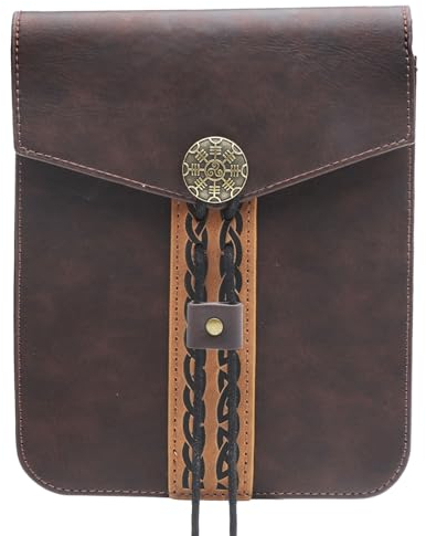 TNSLAND Mittelalter Gürteltasche aus Kunstleder Hüfttasche Leder Mittelalter Tasche für Damen und Herren Retro Tragbares Seitenpaket für LARP Ren Faire, Spieleparty, Alltägliche Kleidung Braun