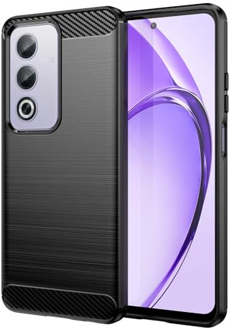 Effcotuo Funda para OPPO A80 5G Cover Fibra de Carbono Carcasa Protectora Antigolpes, Suave TPU Silicona Caso Anti-Choques Case Cover - Negro