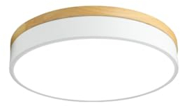 OKSANO Holz LED Unterputz Deckenleuchte, 30cm Runde dimmbare Deckenleuchte, 2700K-6000K Auswahlbare minimalistische Deckenleuchte für Wohnzimmer, Schlafzimmer