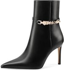 QUEEN HELENA Tronchetti con Tacco a Spillo Stivaletti Eleganti Donna K3460 (Nero Pu, Sistema Taglie Calzature EU, Adulto, Donna, Numero, Media, 37)