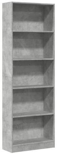vidaXL Libreria Grigio Cemento 60x24x176 cm in Legno Multistrato, Mobile Porta Libri, scaffale per Libri, Mobile portaoggetti, Porta Libri