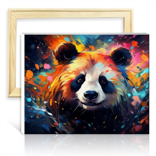 LiHEQING Kits de peinture par numéros panda adultes débutants Kits de peinture à l'huile aquarelle tableau d'art pour la décoration intérieure avec cadre (40x50 cm)
