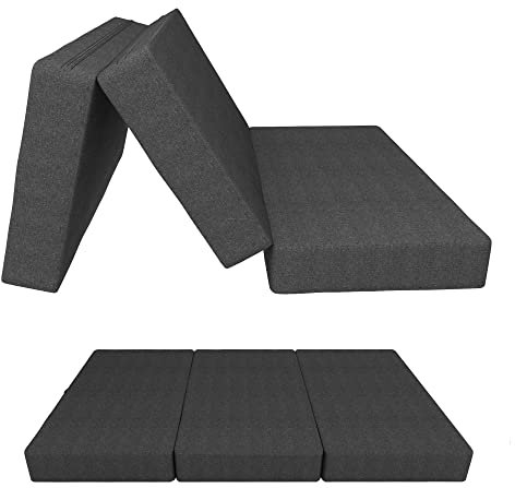 POKAR Klappmatratze 3-teilige Faltmatratze Camping Matratze Gästematratze Feldbett Klappbett Gästebett Bodenmatratze Schlafmatratze 140 x 195 x 15 cm, Anthrazit