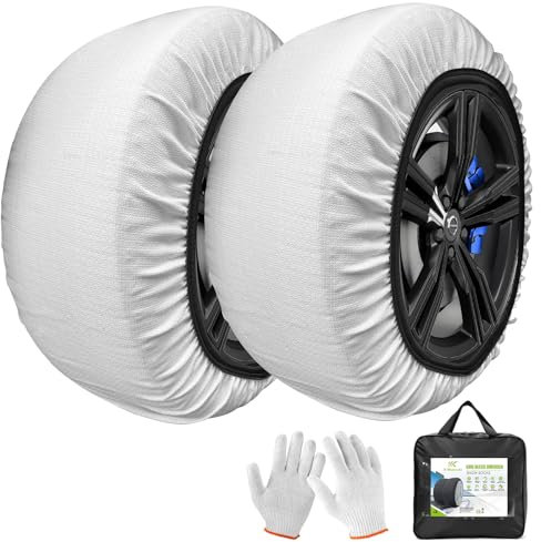 SOTISI Schneesocken für Reifen, Schneesocken Schneekette für Auto SUV Pickup Einfach zu bedienen, ultimativer Grip, waschbar.100 KM sicher im Schnee (2 PACKS) XL