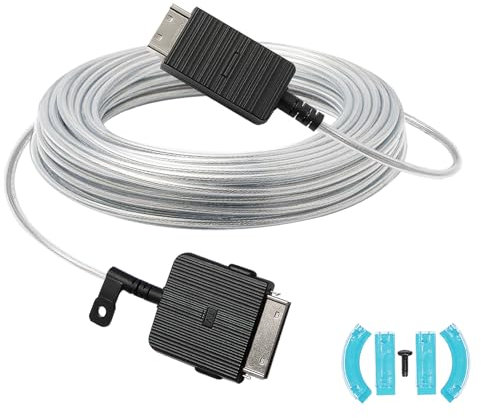 15 m/49 piedi VG-SOCR15/ZA cavo one connect compatibile con Samsung The Frame TV Cable LS03FA LS03DA LS03BA LS03AA LS03TA LS03RA Q80R Q85R Q90R Q95T serie QLED 4K TV, modelli 2019-2025