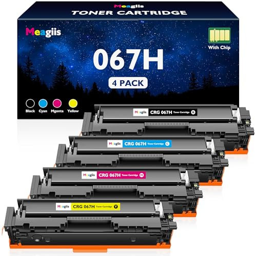 Meagiis 067H CRG-067H Tonerkartusche Kompatibel für Canon 067 067H Toner für Canon Color i-SENSYS MF657cdw MF656cdw MF655cdw MF653cdw MF651cw LBP633cdw LBP632cdw(1 Schwarz, 1 Cyan, 1 Gelb, 1 Magenta)