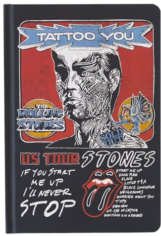 Grupo Erik A5 Notebook Hardback - The Rolling Stones Gifts | Bullet Journal Dotted Note Book, Dotted Notebook A5 Sketchbook | Music Gifts Under 15 Pounds