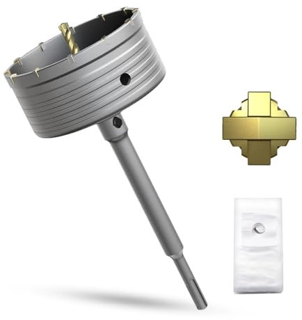 METOTY Couronne de forage creuse - 125 mm - Avec adaptateur SDS Plus - 220 mm - Pour maçonnerie, brique, béton, ciment, pierre