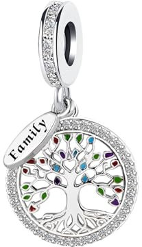 KunBead Heart Family Tree of Life Dangle Birthday Charms Compatible with Pandora Charm Bracelet for Women
