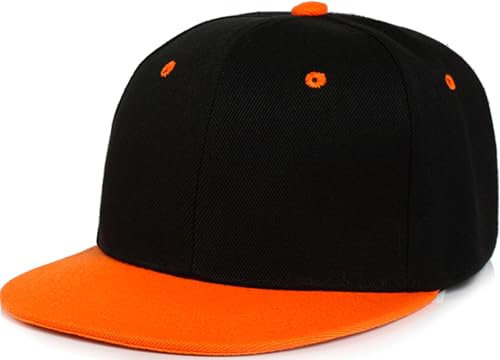 YeeHeen Cappello snapback cappello piatto visiera cappelli regolabile Hip Hop Baseball Cap per donne uomini, Nero e arancione., taglia unica