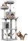 Yaheetech 179cm Cat Tree Multi-level Cat Tower Large Climbing Scratching Posts with Condos/Perches/Hammock Broad-space Kitten Activity Centre, Light Grey