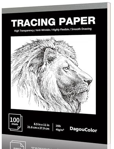 DagouColor Transparentpapier - 21.6 X 27.9CM (100 Sheets), 2 Pack | Zeichenblock, Overlays & Skizzieren auf Kunstpapier & Skizzenbuch für Anfänger, Künstler, Erwachsene, Jungen, Mädchen
