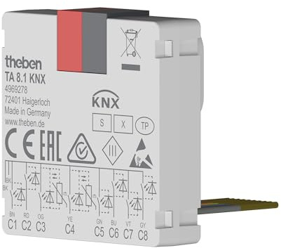 Theben 4969278 TA 8.1 KNX, 8 ingressi binari KNX TP, KNX Data Secure, 2 ingressi NTC (per rilevazione della temperatura), lunghezza del cavo fino a 30 m