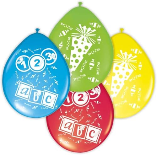 8 Luftballons Schulanfang & Einschulung als Deko zum Schulstart und für die ABC Schultüte | Kinder Party Geburtstag Schule