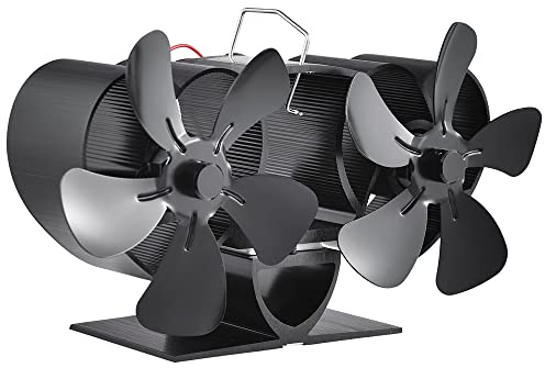 TARSHYRY Ventilateur de Poêle à 10 Pales alimenté par la Chaleur, Fonctionnement Silencieux pour Poêle à Bois, Brûleur à Granulés, Noir