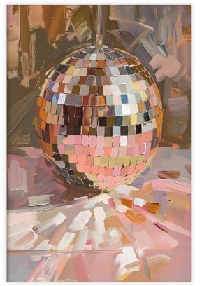 Discokugel-Dekor, Leinwand-Poster, Wandkunst, Dekor, Bild, Gemälde für Wohnzimmer, Schlafzimmer, Dekoration, 50 x 75 cm