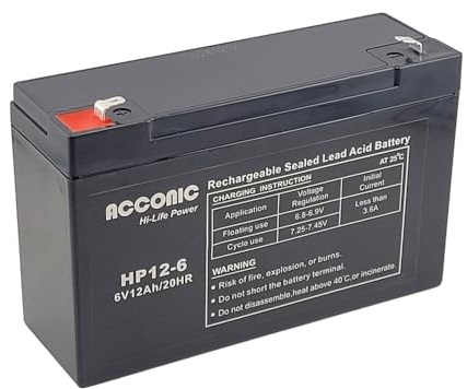 Acconic Hi-Life Power AGM Profi Blei-Akku extrem zyklenfest vorgeladen auslaufsicher (6V 12Ah)