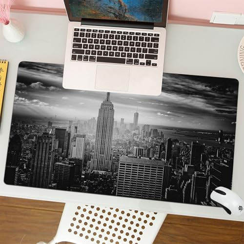 QRFASFZO Tappetino per mouse tappetino da ufficio multifunzione e antiscivolo,per migliorare la precisione e la velocità,Microfibra, Empire State Building New York,80x30 cm