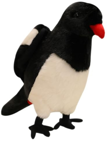 KUKUShining Elster Plüschtier, Niedliches Plüsch Vogel Kuscheltier Elster Figur Stofftier Puppe Schreibtisch Begleiter Zum Sammeln(Red,22cm/8.6in)