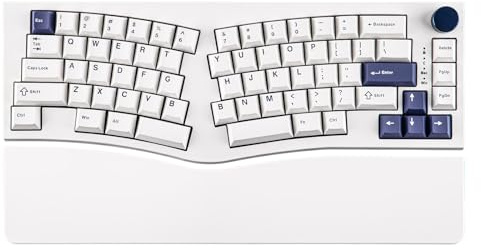 MechLands Feker Alice80 68 Keys Ergonomic Mechanical Keyboard, QMK & VIA Programmable, Wired Gaming Keyboard with Creamy Gasket, Hot Swappable, 5 Layer Paddings, NKRO, RGB for Win/Mac (White)