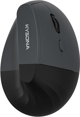 KYSONA EM18, mouse ergonomico senza fili, mouse verticale abilitato Bluetooth, clic silenzioso, DPI regolabile a 5 livelli, compatibile con computer, PC, Mac, laptop, nero