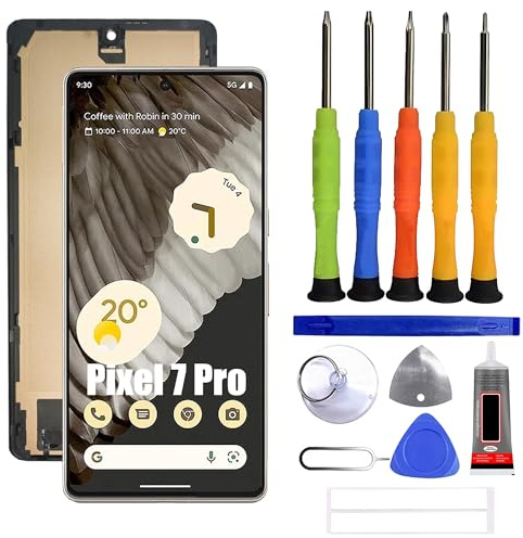 VUXYIT Kompatibel mit Google Pixel 7 Pro Bildschirm Touchscreen Digitalwandler LCD-Display Anzeige Ersatzteil [INo Fingerprint Function] Inklusive Reparatursatz