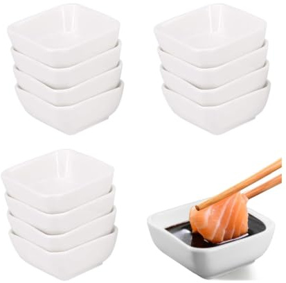 Bols à Sauce,12 Pcs Carrés Blanc Petite Coupelle Ramequin en Mélamine