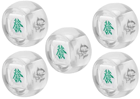 Hidyliu Mahjong-Würfel-Set mit 5 Stück für Gelegenheits-Brettspiele – Langlebige Kunststoff-Würfel in Ost-Süd-West-Nord-Richtung mit Hervorragender Verarbeitung (Transparent)
