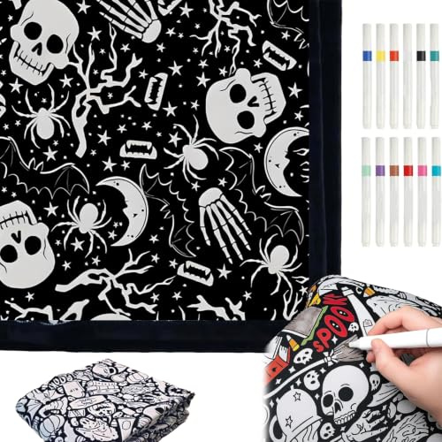 Nikyrme Decke Zum Ausmalen Halloween DIY Kritzel Kuscheldecke, Decke Zum Bemalen (E)