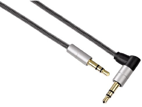 Hama Klinkenkabel AluLine, 3,5-mm-Klinkenstecker auf 3,5-mm-Klinkenstecker, 90°-Stecker, Gewebemantel, 0,75 m