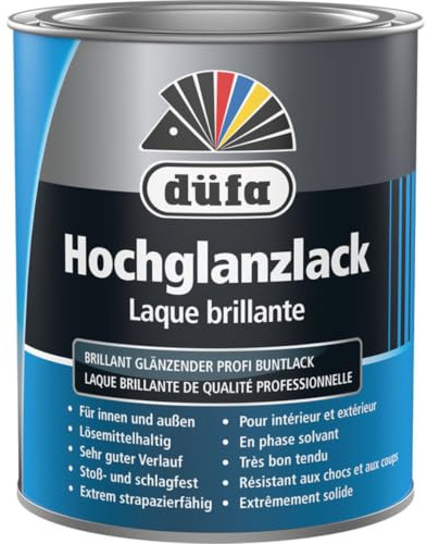 düfa Hochglanzlack 750 ml hochglänzender Lack blau Buntlack für Innen & Außen RAL 5010 Enzianblau