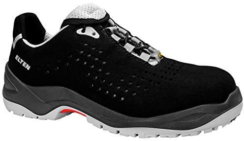 ELTEN Sicherheitsschuhe IMPULSE grey Low ESD S1, Damen und Herren, Textil, Kunststoffkappe (leichter als Stahlkappe), leicht, sportlich, Schwarz/Grau, Größe: 36
