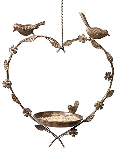 Bird Feeder Dish Vintage Hanging Heart Spring Summer Garden Accessory Wedding Anniversary Gardening Gift Idea