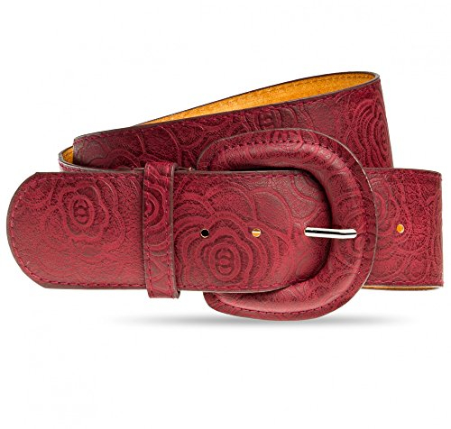 Caspar GU295 breiter Damen Taillengürtel mit großer Schnalle, Farbe:weinrot, Gürtelgröße:95 [für Körperumfang 94-102 cm]