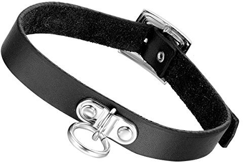 Cupimatch Muttertagsgeschenk Mädchen Damen Punk Rock Silber Tone Ring verstellbar schwarz PU Leder Gürtel Halsband Halskette Choker