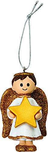 Chichi Gifts Personalised Cute Gold Boy Angel Decoration Ornament Bauble with LASER ENGRAVED name