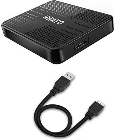 HWAYO Disque dur externe portable ultra fin 2,5 USB 3.0 pour PC, bureau, ordinateur portable, MacBook, Chromebook, Xbox One 500GB Noir brillant