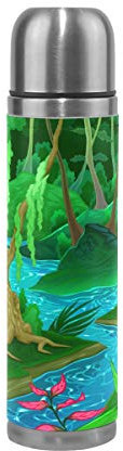 Eslifey Waterfall River Forest botella de agua a prueba de fugas, aislada, doble vacío, termo de acero inoxidable, 500 ml