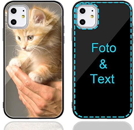 MXCUSTOM Personalisierte Handyhülle für Apple iPhone 11, Benutzerdefiniert Kratzfest Gehärtetes Glas Weicher Stoßfänger Hülle mit Eigenem Foto Bild Text Individuelle Schutzhülle (GHS-BK-P1)
