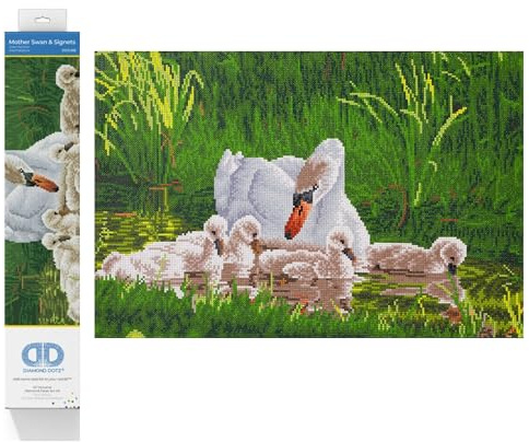 DIAMOND DOTZ Painting Kit: Intermediate, DD12, Mother Swan & Signets, 62 x 41cm, DD12.058
