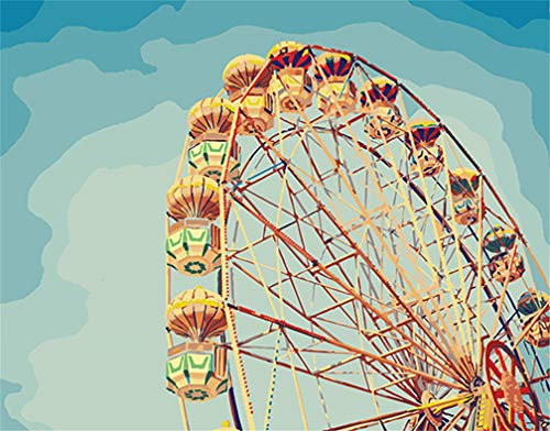Amiiba Malen nach Zahlen Kits Happiness Riesenrad 40,6 x 50,8 cm Acryl Malen nach Zahlen Wandkunst Basteln (Erholung, ohne Rahmen)
