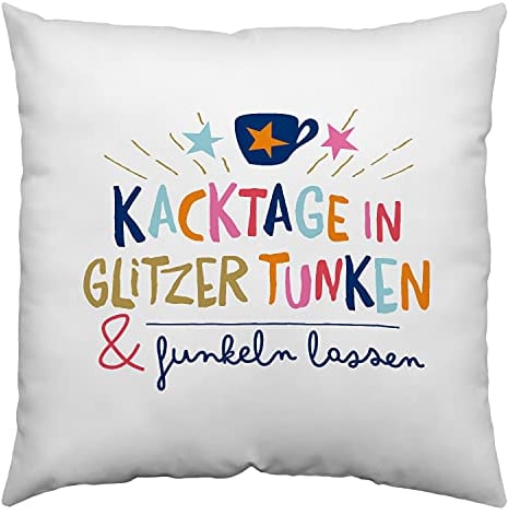 H:)PPY life Kissen Motiv Funklen lassen| Zierkissen, Polyester, 40 cm x 40 cm | Kissen mit Spruch | 47380