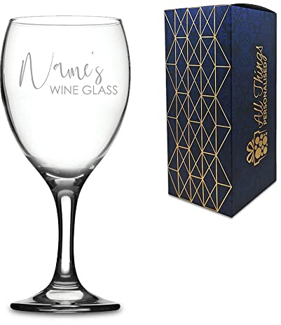 Personalised Engraved Wine Glass with Scripted Name's Wine Glass Design, Gift Boxed, Personalise with Any Name