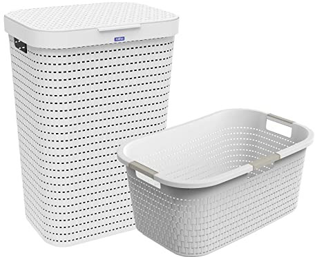 Rotho Country Wäscheset 2tlg. 55l, 40l, Kunststoff (PP) BPA-frei, weiss, 55l, 40l