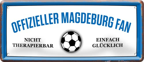 schilderkreis24 – Fußballschild “Offizieller Magdeburg Fan“ Deko Garage Artikel Sport Verein Geschenkidee Club Weihnachten Fußball Fan Liebhaber Begeisterte 28x12 cm