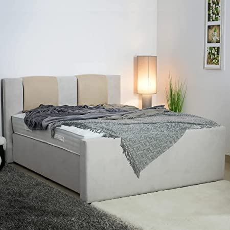 PAARA Boxspringbett | Fußblende | Antirutsch-Matten | Royal-WS® 500 Taschenfederkern Matratze mit integriertem Original GELAX® Topper Kern | Made in Germany (140 x 200 cm)
