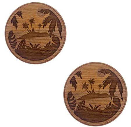 Woodcutts Inc. - Willow – Island Untersetzer, 10,2 cm, handgefertigt, lasergeschnittene Untersetzer aus Holz von nachhaltigen Baumfarmen – einzigartiges und zartes Design in jedem Set, 2 Stück