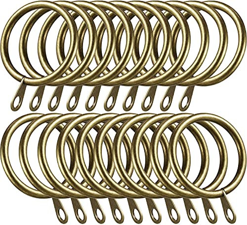 Large Antique Brass Curtain Pole Rings 30mm Strong Metal Curtain Hanging Rings Sliding Eyelet Rings Hanging Rings Pack of 36.