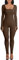 Litthing Women Yoga Jumpsuits Ribbed Knit Long Sleeve Square Neck Bodycon Jumpsuit Ladies Workout Outfits One-Piece Sports Suit Sportswear (L, A-Brown)